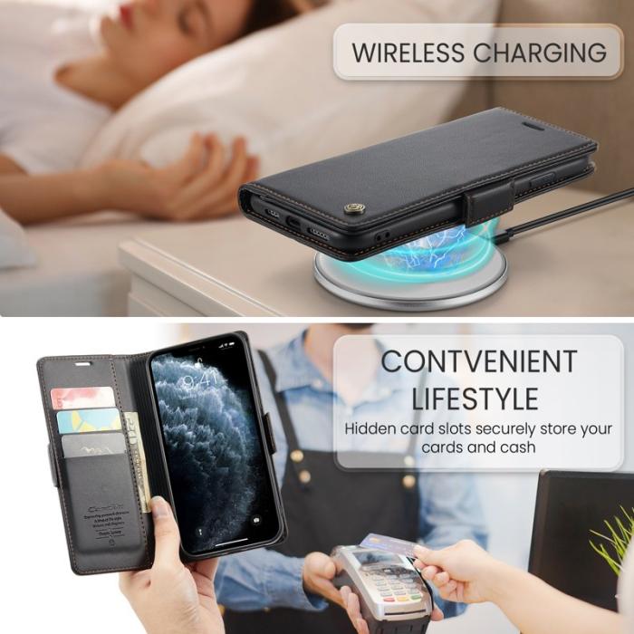 Caseme - CASEME 023 iPhone 11 Pro Max Läderfodral RFID Blockering Svart