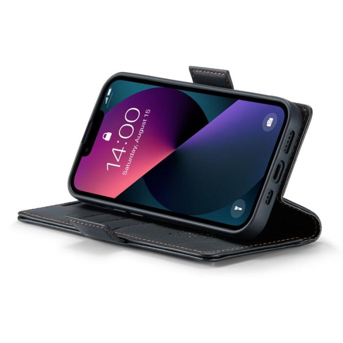 Caseme - CASEME 023 iPhone 13 Läderfodral RFID Blocker Svart