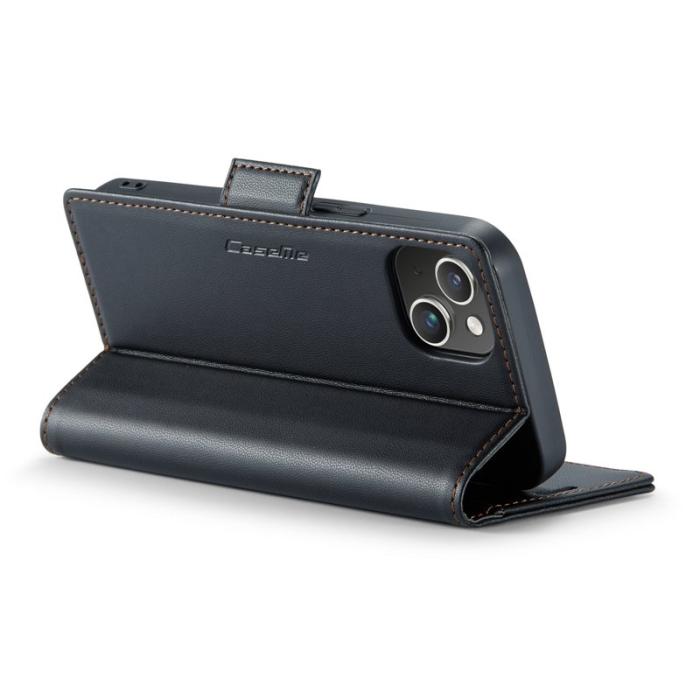 Caseme - CASEME 023 iPhone 13 Läderfodral RFID Blocker Svart