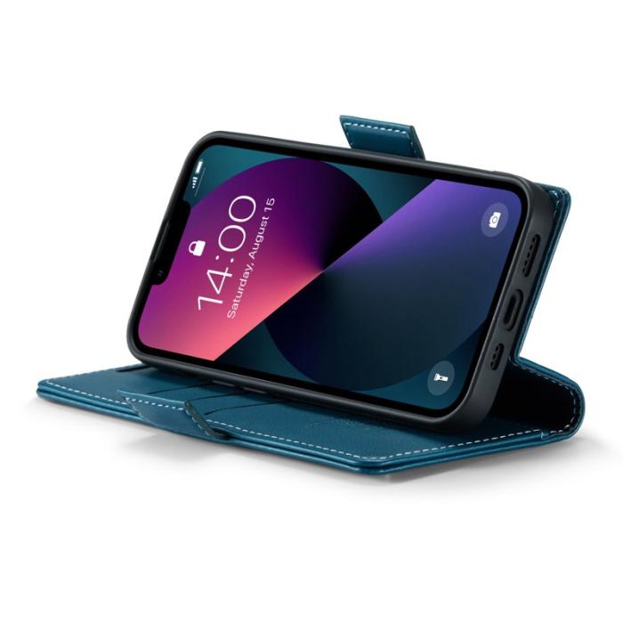 Caseme - CASEME 023 iPhone 13 Läderfodral RFID Blockering Blå