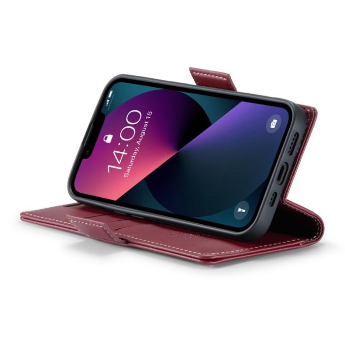 Caseme - CASEME 023 iPhone 13 Läderfodral RFID Blockering Röd