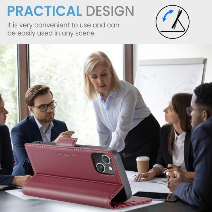 Caseme - CASEME 023 iPhone 13 Läderfodral RFID Blockering Röd