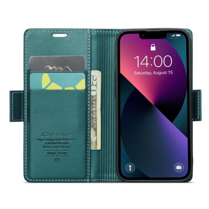 Caseme - CASEME 023 iPhone 13 mini Fodral RFID Läder Grön