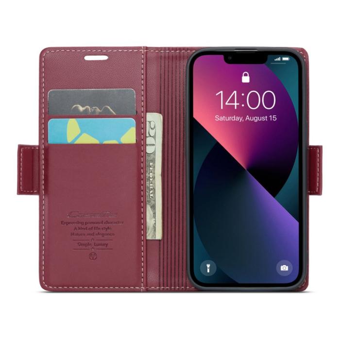 Caseme - CASEME 023 iPhone 13 mini Fodral RFID Skydd Läder Röd