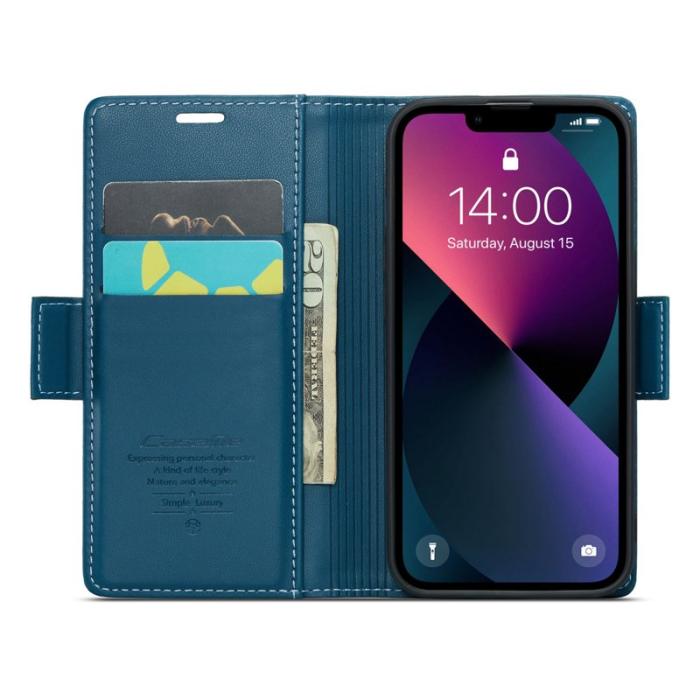 Caseme - CASEME 023 iPhone 13 mini Skal RFID Läder Flip Fodral Blå