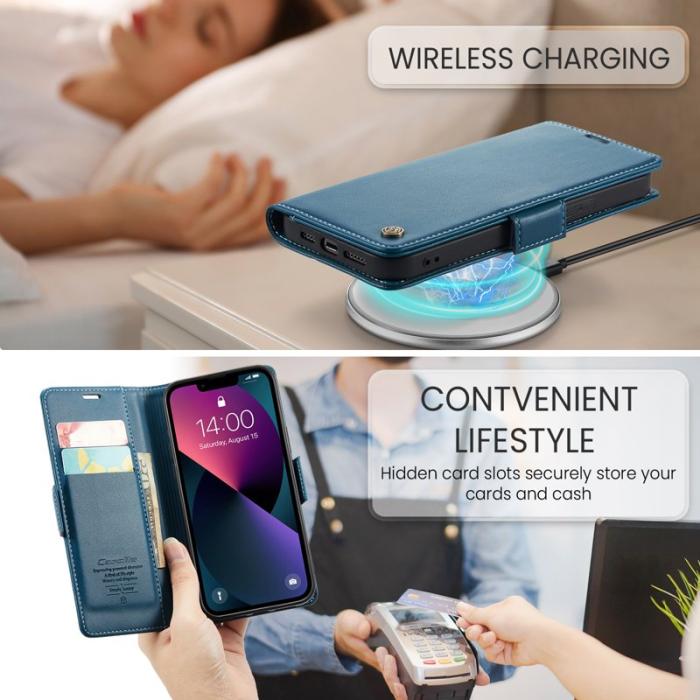 Caseme - CASEME 023 iPhone 13 mini Skal RFID Läder Flip Fodral Blå