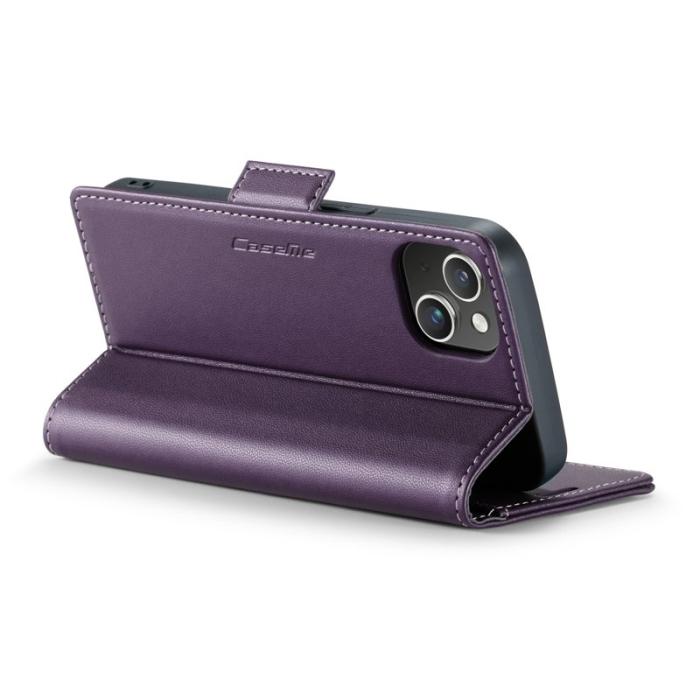 Caseme - CASEME 023 iPhone 13 mini Skal RFID Läder Litchi Lila