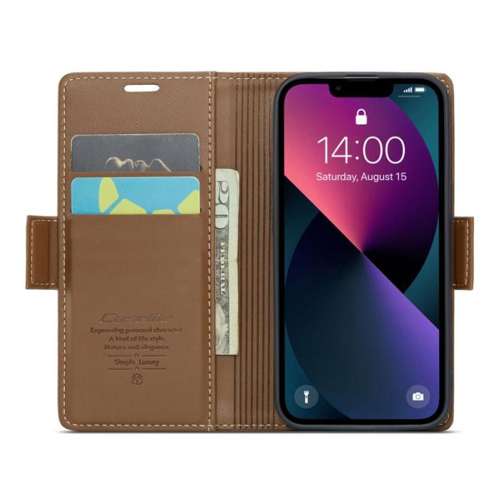 Caseme - CASEME 023 iPhone 13 mini Skal RFID Skydd Läder Brun