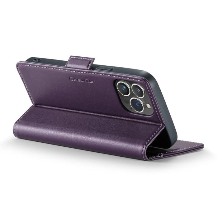 Caseme - CASEME 023 iPhone 13 Pro Läderfodral RFID 3 Kort Slot Lila