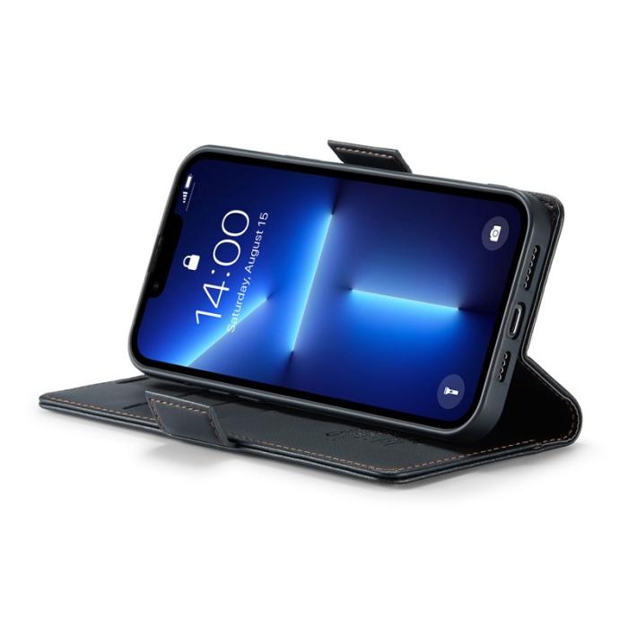 Caseme - CASEME 023 iPhone 13 Pro Läderfodral RFID Blocker Svart