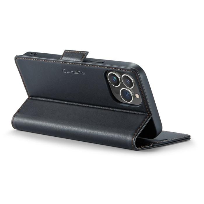 Caseme - CASEME 023 iPhone 13 Pro Läderfodral RFID Blocker Svart