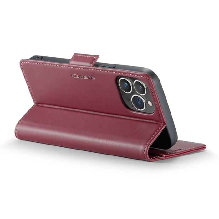 Caseme - CASEME 023 iPhone 13 Pro Läderfodral RFID Blockering Röd