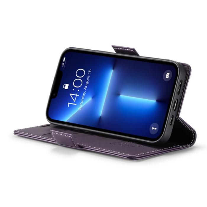 Caseme - CASEME 023 iPhone 13 Pro Max Läderfodral RFID Blockering Lila