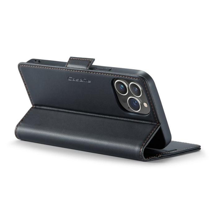 Caseme - CASEME iPhone 13 Pro Max Plånboksfodral Konstläder RFID-Skydd Svart