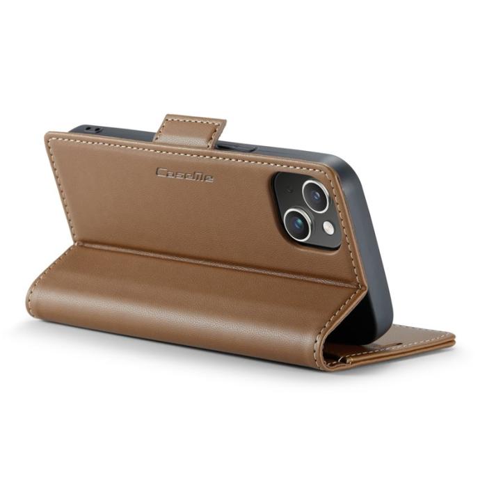 Caseme - CASEME iPhone 14 Plånboksfodral Konstläder RFID-Skydd 3 Kortfack Brun