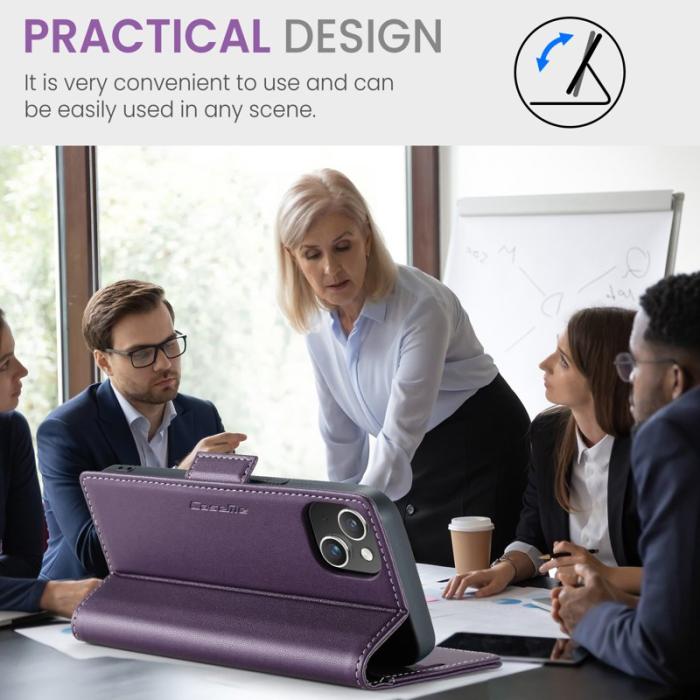 Caseme - CASEME 023 iPhone 14 Plus Läderfodral RFID Blockering Lila