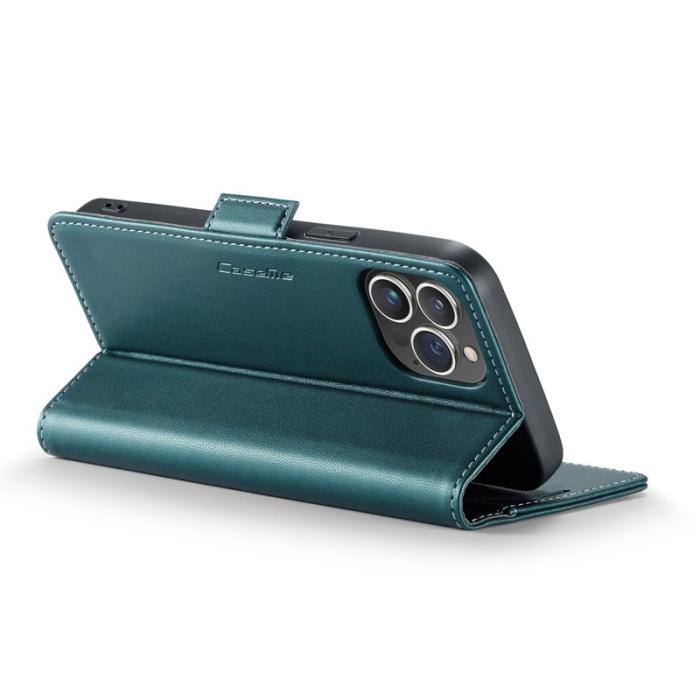 Caseme - CASEME 023 iPhone 14 Pro Läderfodral RFID 3 Kort Grön