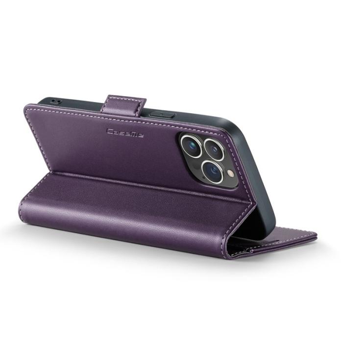 Caseme - CASEME 023 iPhone 14 Pro Läderfodral RFID Blockering Lila