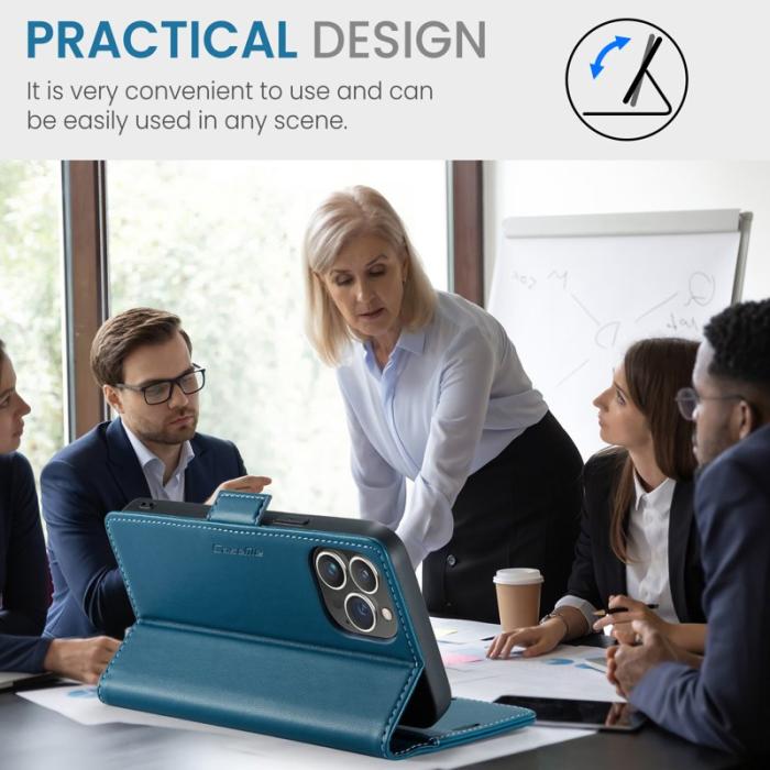 Caseme - CASEME 023 iPhone 14 Pro Läderfodral RFID Blokkerande Blå