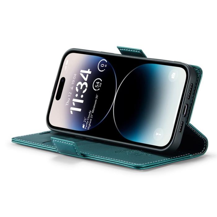 Caseme - CASEME 023 iPhone 14 Pro Max Läderfodral RFID Blocker Grön