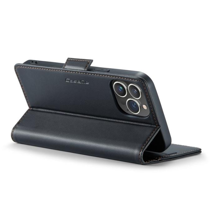 Caseme - CASEME 023 iPhone 14 Pro Max Läderfodral RFID Blockering Svart