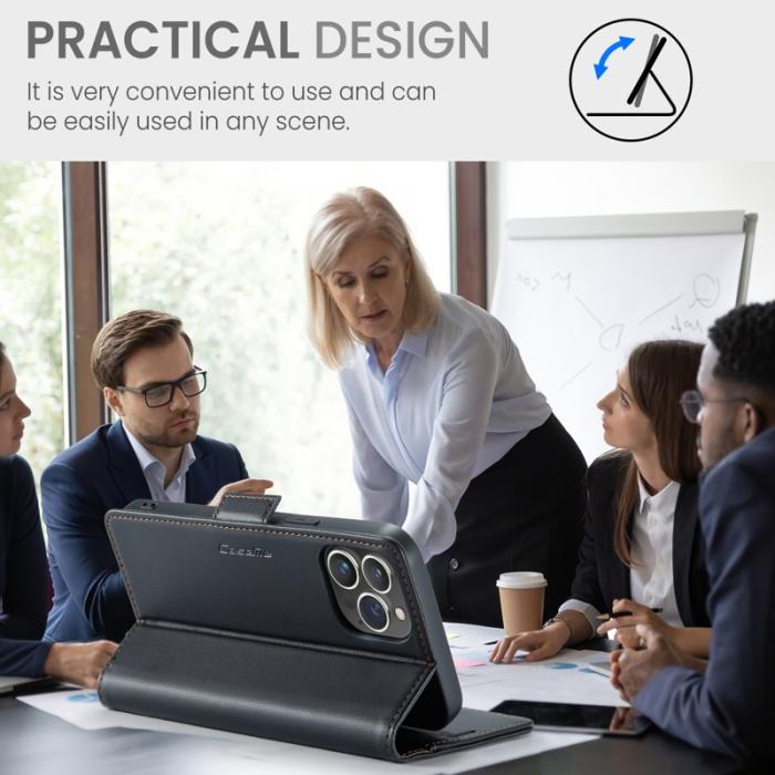 Caseme - CASEME 023 iPhone 14 Pro Max Läderfodral RFID Blockering Svart