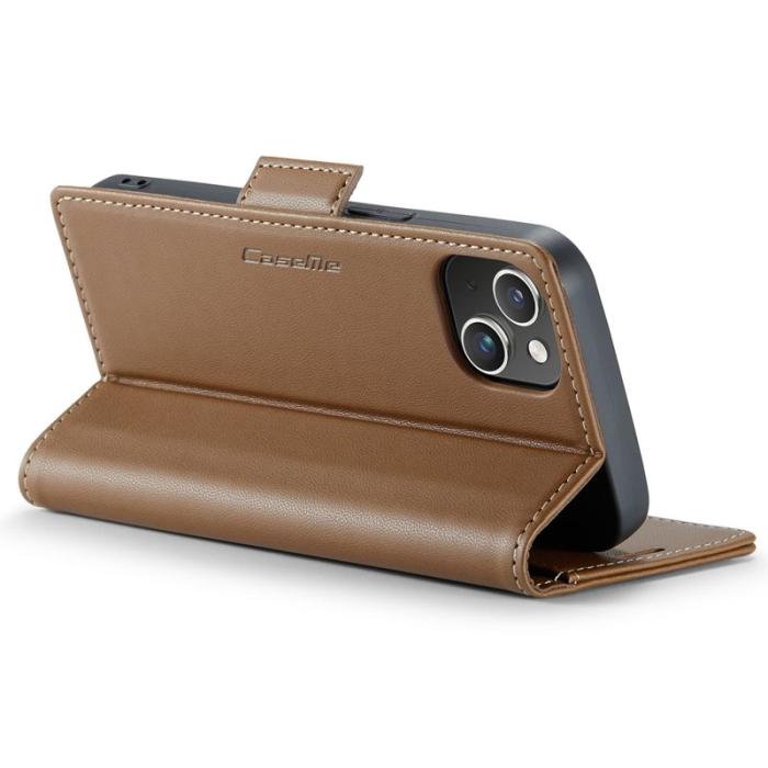 Caseme - CASEME 023 iPhone 15 Plus Läderfodral RFID 3 Kort - Brun