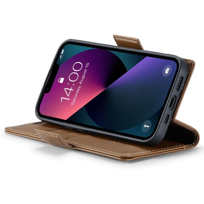 Caseme - CASEME 023 iPhone 15 Plus Läderfodral RFID 3 Kort - Brun