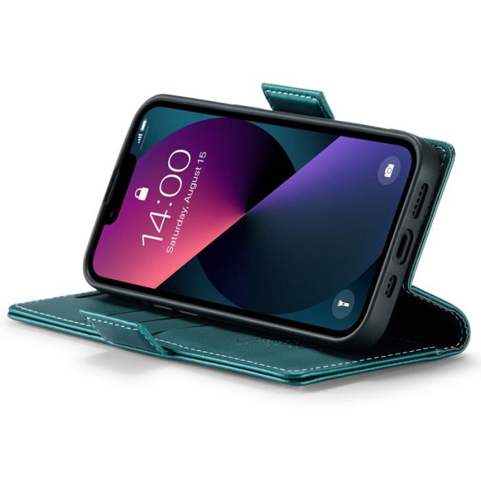 Caseme - CASEME 023 iPhone 15 Plus Läderfodral RFID Blockering Grön