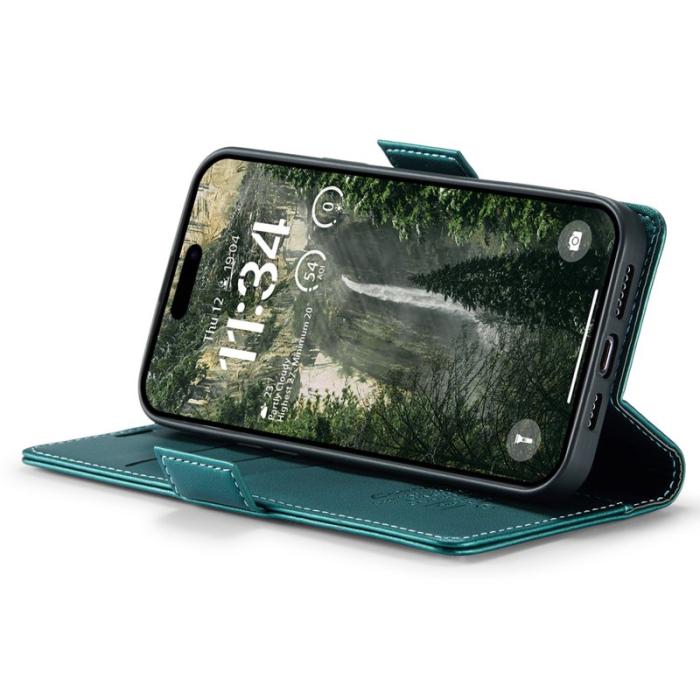 Caseme - CASEME 023 iPhone 16 Plus Läderfodral RFID Blocker Grön