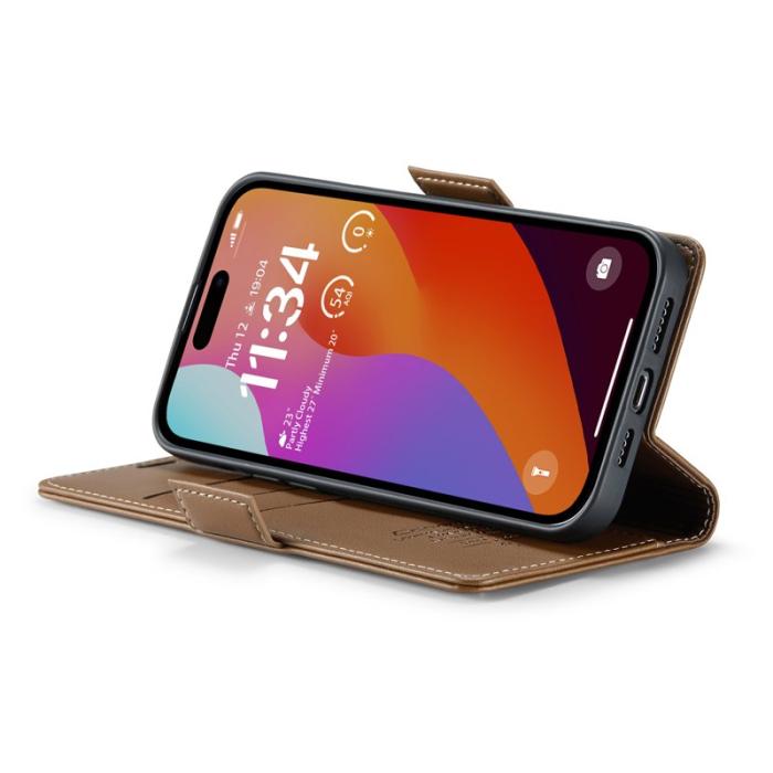 Caseme - CASEME 023 iPhone 16 Pro Läderfodral RFID Blocker Brun