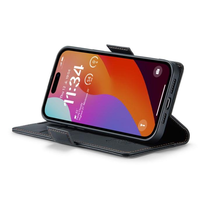 Caseme - CASEME 023 iPhone 16 Pro Läderfodral RFID Blockering Svart