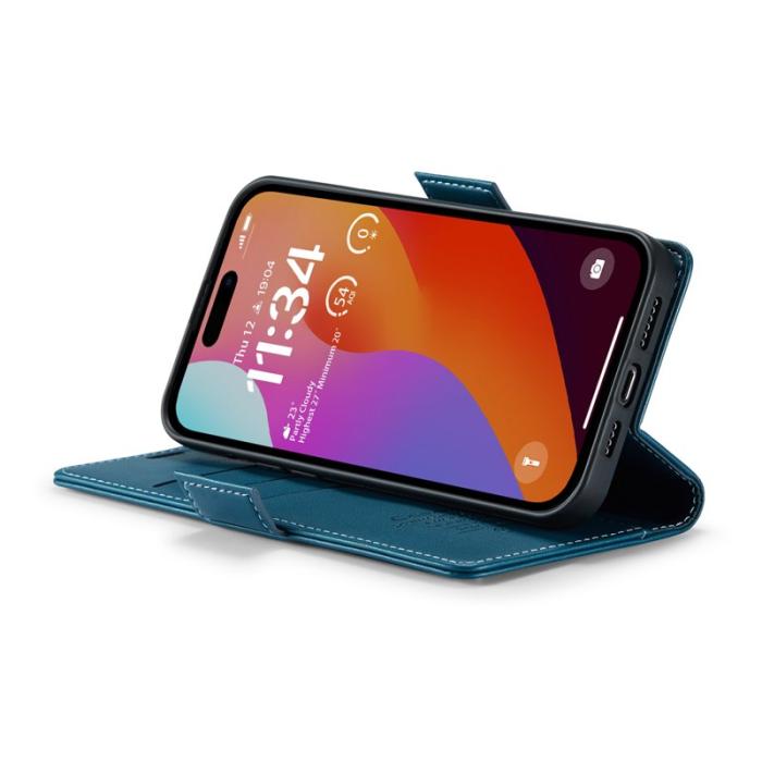 Caseme - CASEME 023 iPhone 16 Pro Max Läderfodral RFID Blå