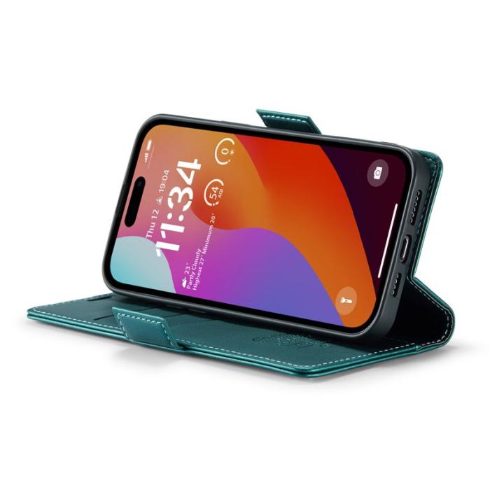 Caseme - CASEME 023 iPhone 16 Pro Max Läderfodral RFID Grön