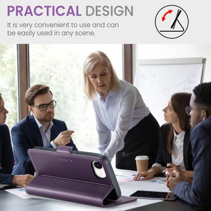 Caseme - CASEME 023 iPhone 16e Läderfodral RFID Blockering Lila