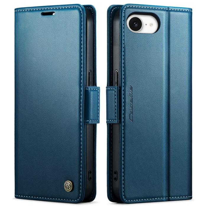 Caseme - CASEME 023 iPhone 16e Läderfodral RFID Skydd Blå