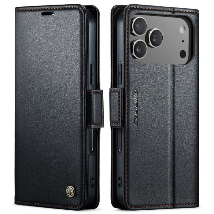 Caseme - CASEME 023 iPhone 17 Pro Max Fodral RFID Blocker Läder Svart