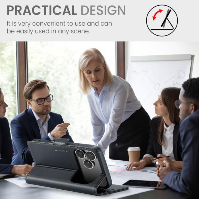 Caseme - CASEME 023 iPhone 17 Pro Max Fodral RFID Blocker Läder Svart