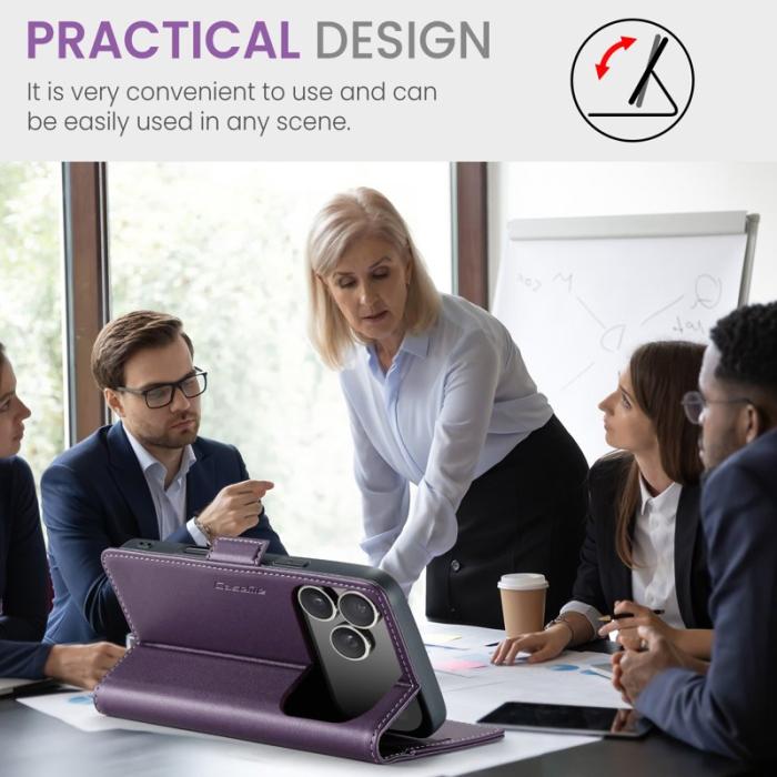 Caseme - CASEME 023 iPhone 17 Pro Max Skal RFID Blocker Läder Lila
