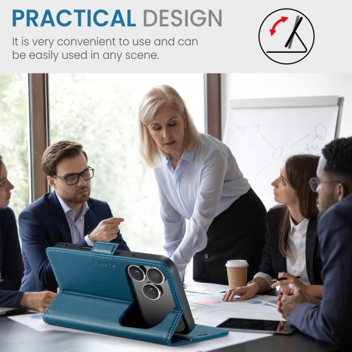 Caseme - CASEME 023 iPhone 17 Pro Skal RFID Blocker Läder Fodral Blå