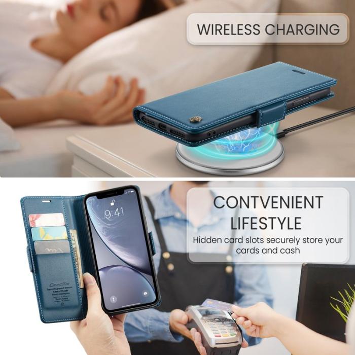 Caseme - CASEME 023 iPhone XR Läderfodral RFID Blockering Blå