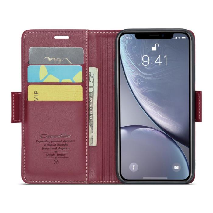 Caseme - CASEME 023 iPhone XR Läderfodral RFID Blockering Röd