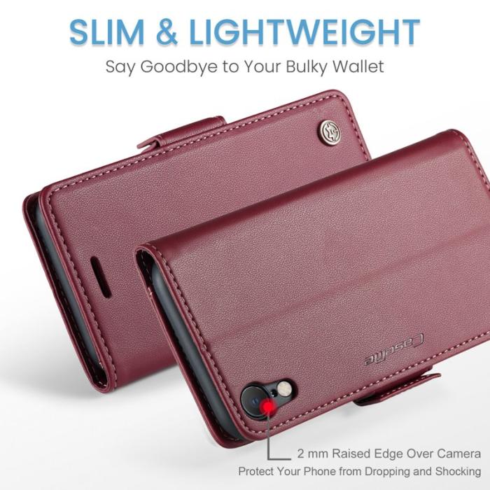Caseme - CASEME 023 iPhone XR Läderfodral RFID Blockering Röd