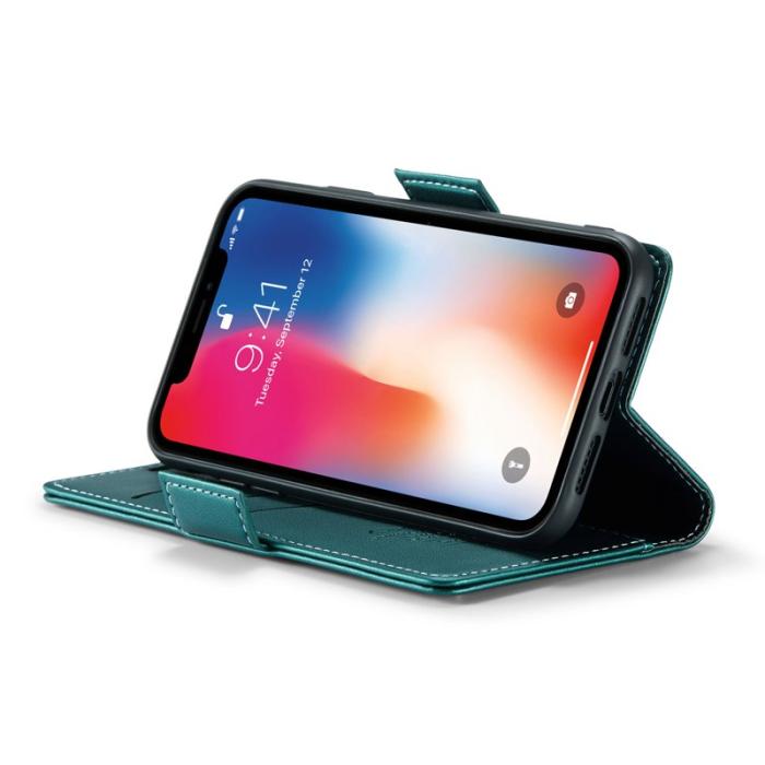 Caseme - CASEME 023 iPhone XS Max Läderfodral RFID 3 Kort Grön