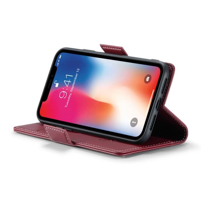 Caseme - CASEME 023 iPhone XS Max Läderfodral RFID 3 Kort Röd