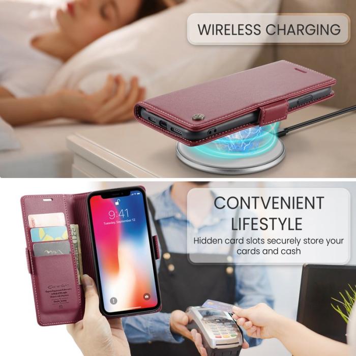 Caseme - CASEME 023 iPhone XS Max Läderfodral RFID 3 Kort Röd