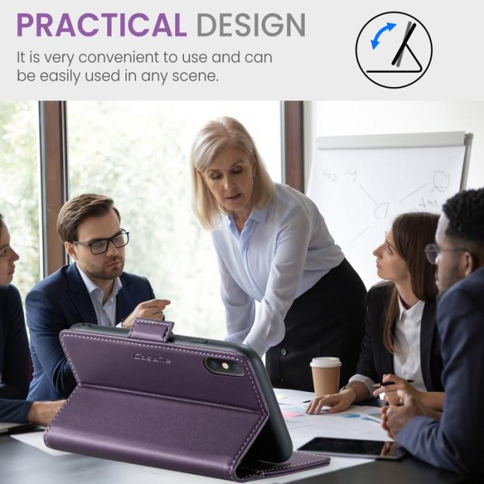 Caseme - CASEME 023 iPhone XS Max Läderfodral RFID 3 Kort Slot Lila