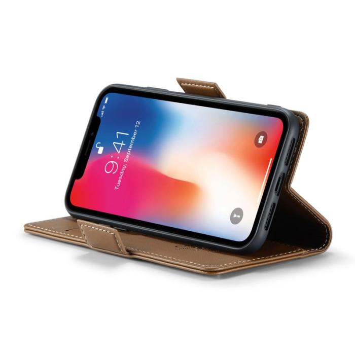 Caseme - CASEME 023 iPhone XS Max Läderfodral RFID 3 Kortfack Brun