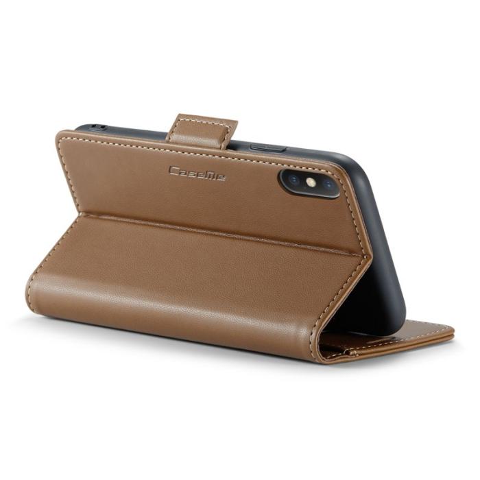 Caseme - CASEME 023 iPhone XS Max Läderfodral RFID 3 Kortfack Brun