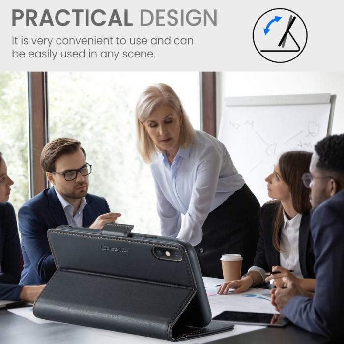 Caseme - CASEME 023 iPhone XS Max Läderfodral RFID Blocker Svart